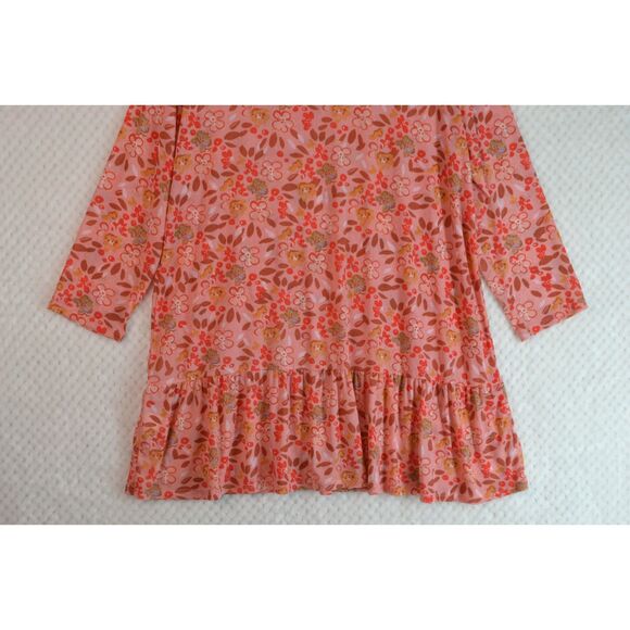 LOGO Layers Lori Goldstein Women's Large Pink Printed Sheer Ruffled Hem Tunic - Picture 8 of 12